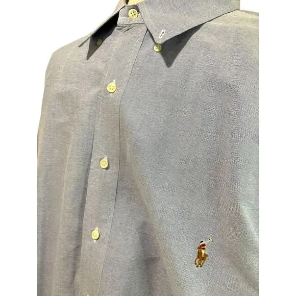 3XLT Ralph Lauren Mens Tall Button Down Blue Oxford Shirt Classic Fit - Picture 3 of 8